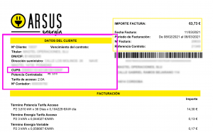 factura de ejemplo para localizar el CUPS
